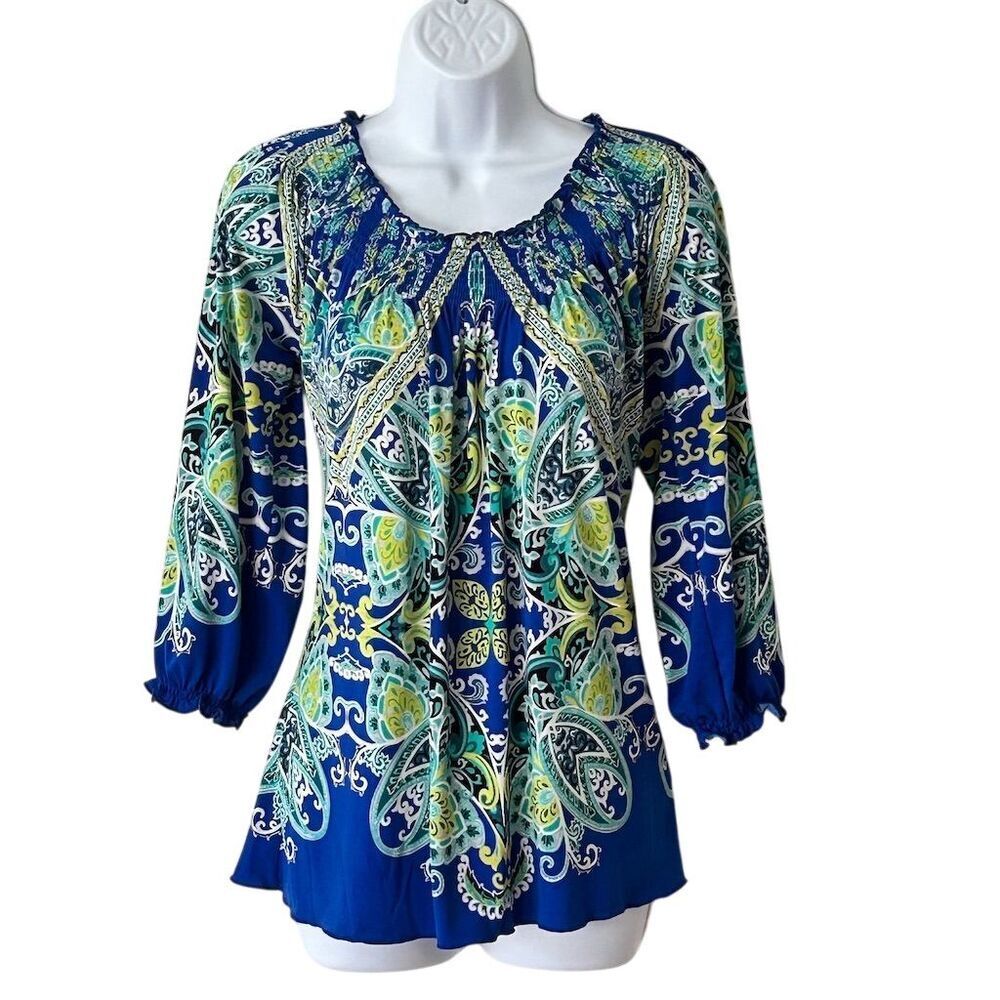 Madison Women's Paisley Tunic Blouse Multicolor Size S - Picture 8 of 8